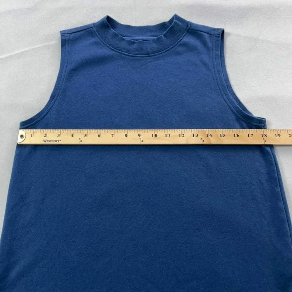 Pact Organic Cotton Mock Neck Shell Top Women Medium Blue Sleeveless Tank - Picture 6 of 9